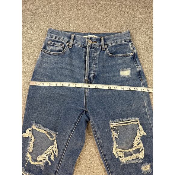 PACSUN Jeans High Rise Straight Button Fly Distressed Medium Wash Denim Size 25 - Picture 6 of 10